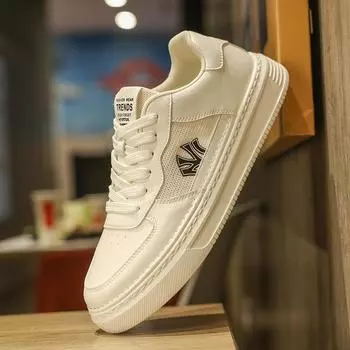 Мужская обувь 2024 года, зимние новые кроссовки на платформе, нескользящие, износостойкие, дышащие, спортивная обувь, мужская трендовая повседневная обувь 39 белый
