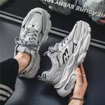 Мужская обувь 2024 Весна Новые Молодежные Красивые Повседневные Папины Модные Туфли Мужские Тонкие Дышащие Сетчатые Кроссовки 39 чёрный