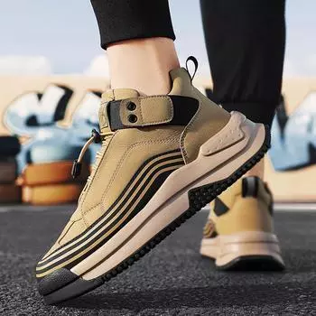 Мужская обувь 2024, весенняя новая молодежная уличная походная спортивная обувь с толстой подошвой, износостойкая обувь с высоким берцем по страхованию труда 39