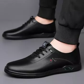 Мужская обувь 2025 Amoi легкие и тонкие мужские повседневные кожаные туфли с одной педалью, мягкая подошва, нескользящая, белые туфли 42 белый