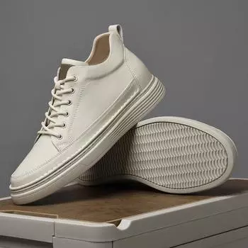 Мужская обувь 2025 года, лето, новые мужские туфли в британском стиле на платформе в стиле ретро, повседневные туфли для активного отдыха в корейском стиле, кожаные туфли на шнуровке 37 чёрный