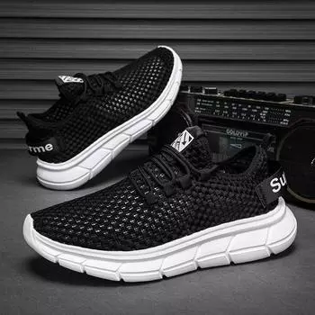 Мужская обувь 2025 года, лето, новые полые, крупные сетчатые, пара, повседневная спортивная обувь, универсальные, износостойкие, трендовые кроссовки 36