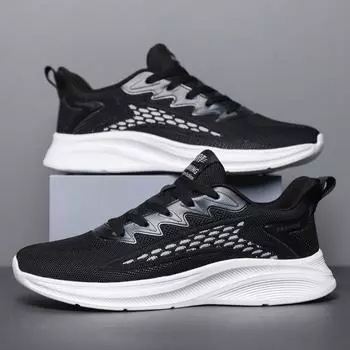 Мужская обувь 2025 года, новая, для бега, холодная, липкая, тканая, мужская, спортивная, с воздушной подушкой, мягкая подошва, повседневная обувь 39 белый