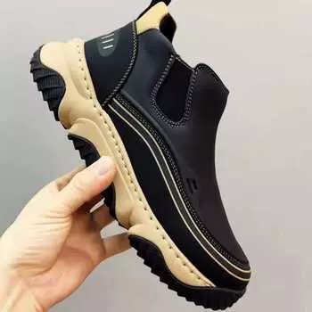 Мужская обувь 2025 года, новая мягкая подошва, мягкая кожа, толстая подошва, повышенная легкость и прочность, нескользящая, с одной педалью, кожаная обувь для мужчин, спортивная 39