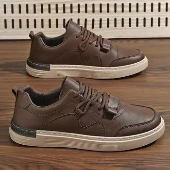 Мужская обувь 2025 года, новая весенняя кожаная дышащая обувь для серфинга, модная универсальная обувь для спорта и отдыха, водонепроницаемая рабочая обувь для мужчин 39 чёрный