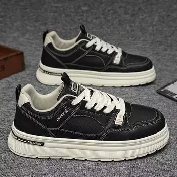 Мужская обувь 2025 года, новая весенняя мода, универсальная повседневная обувь для студентов, увеличивающая рост, спортивная модная обувь 39 чёрный