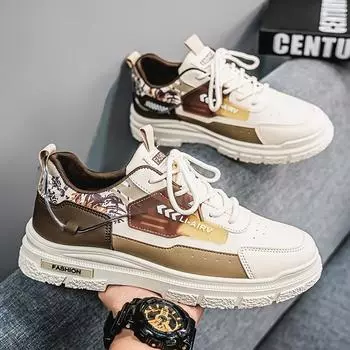 Мужская обувь 2025 года, новая весенняя обувь в британском стиле для молодежи, для альпинизма, нескользящая, для спорта и отдыха, для инвентаря, для доски, обувь для прилива 39 бежевый