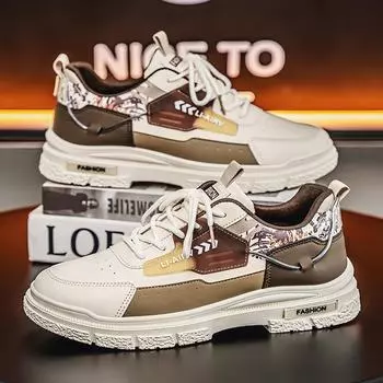 Мужская обувь 2025 года, новая весенняя обувь в британском стиле для молодежи, для альпинизма, нескользящая, для спорта и отдыха, для инвентаря, для доски, обувь для прилива 39 бежевый