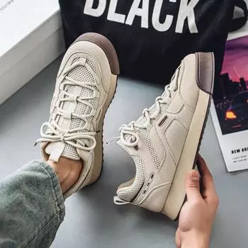 Мужская обувь 2025 года, новая весна, студенческая, дышащая, сетчатая, толстая подошва, износостойкая, повседневная, спортивная, мужская, модная, универсальная, кроссовки 39 standard sneaker size