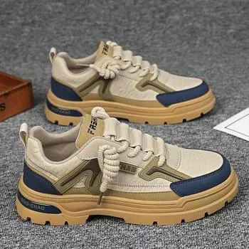 Мужская обувь 2025 года, новая весна, универсальная, повседневная, спортивная, кожаная, с низким верхом, рабочая обувь, рабочая одежда для активного отдыха, модная обувь, ботинки Martin 39 бежевый