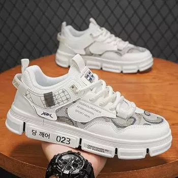 Мужская обувь 2025 года, новинка, летняя обувь для отдыха и спорта, ниша, оригинальный тренд, обувь для доски, толстая подошва, износостойкая, маленькая белая обувь 39