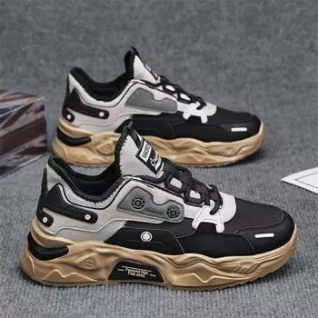 Мужская обувь 2025 года, новинка осени и весны, модные универсальные дышащие толстые подошвы, износостойкие для отдыха, спорта, молодежные модные кроссовки 39