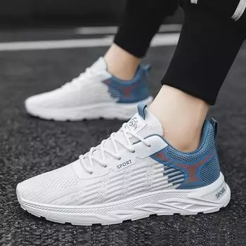 Мужская обувь 2025 года, новые летние дышащие повседневные сетчатые туфли с мягкой подошвой, белые универсальные кроссовки для бега и спорта, модные кроссовки 39