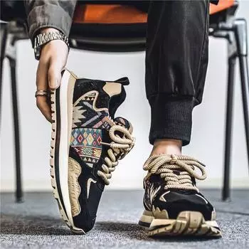 Мужская обувь 2025 года, новые летние дышащие высококачественные повседневные спортивные туфли, мужская платформа, папа, обувь Forrest Gump tide 39 чёрный