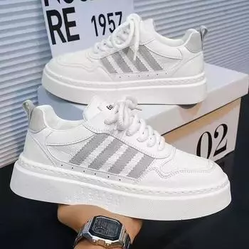 Мужская обувь 2025 года, новые летние дышащие повседневные кроссовки для сноуборда, универсальные туфли на толстой подошве, мужские спортивные туфли для студентов 39 чёрный