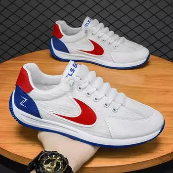 Мужская обувь 2025 года, новые летние дышащие белые мужские туфли, кроссовки с мягкой подошвой, мужские спортивные и любительские туфли Forrest Gump, импортная торговля 39