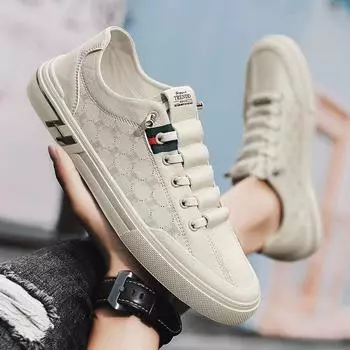 Мужская обувь 2025 года, новые летние дышащие универсальные спортивные маленькие белые туфли с одной педалью, мужская повседневная спортивная модная обувь с мягкой подошвой 39 белый