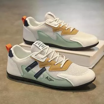 Мужская обувь 2025 года, новые летние дышащие повседневные спортивные сетчатые кроссовки, универсальные кроссовки для бега с мягкой подошвой, мужские низкие модные кроссовки из сетки 39