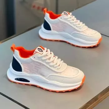 Мужская обувь 2025 года, новые летние дышащие сетчатые белые туфли, мужская модная обувь на платформе, спортивная обувь для отдыха, трендовая обувь 39