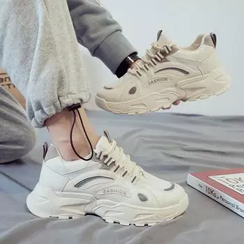 Мужская обувь 2025 года, новые летние повседневные спортивные сетчатые кроссовки из дышащей сетки, мужские кроссовки для бега, увеличивающие рост, белые модные туфли для папы 39 белый