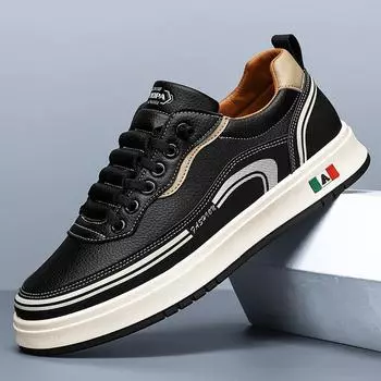 Мужская обувь 2025 года, новые спортивные туфли для отдыха, маленькие белые туфли, универсальные, дышащие, трендовые, для доски, интернет-магазин 39 чёрный