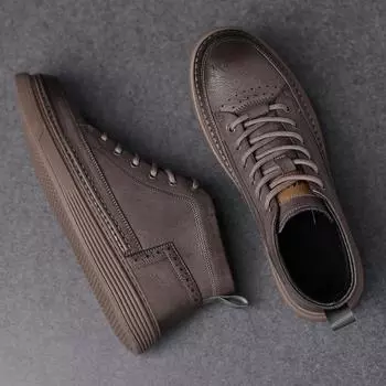 Мужская обувь 2025 года, осень, новые кожаные повседневные туфли с мягкой подошвой, дышащие, модные, универсальные, бархатные, повседневные туфли из кожи, мужские туфли для скейтбординга 38
