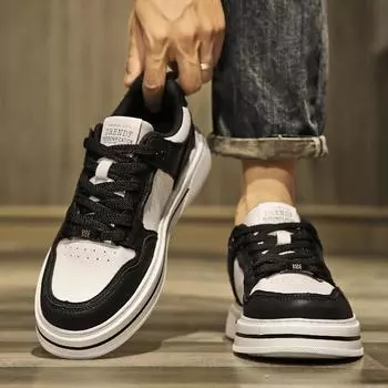 Мужская обувь 2025 года, осень, новый стиль Гонконга, брендовые белые туфли на платформе, легкие, мягкие, универсальные, повседневные туфли на плоской подошве 39