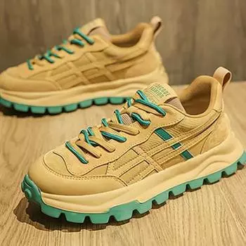 Мужская обувь 2025 года, весна, дышащая, ретро, для пожилых людей, спортивная, досуговая, молодежная, с толстой подошвой, модная обувь для пап 39 коричневый