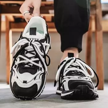 Мужская обувь 2025 года, весна и осень, новые высококачественные туфли на толстой подошве, нишевая обувь Forrest Gump, молодежная спортивная и для отдыха, универсальная обувь для пап 39