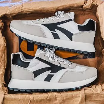 Мужская обувь 2025 года, весна, новая дышащая платформа, универсальная, удобная, вирусные тенденции, низкие туфли для пап, повседневная спортивная обувь 39