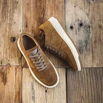 Мужская обувь 2025 года, весна, новые дышащие спортивные повседневные туфли, ретро-тренд, универсальные туфли для серфинга, кожаные матовые туфли для мужчин 38 коричневый