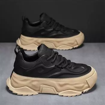 Мужская обувь 2025 года, весна, новый тренд, универсальная обувь на платформе, молодежная обувь для отдыха на открытом воздухе, спортивная обувь для знаменитостей в Интернете, модная обувь для пап 39 чёрный