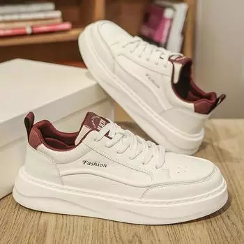 Мужская обувь 2025 года, весна, универсальные, высококачественные, повседневные, мужские, для серфинга, кожаная поверхность, спортивная, толстая подошва, увеличивающая высоту, маленькие, белые туфли 39