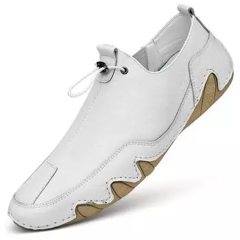 Мужская обувь 2025 новая мужская повседневная обувь кожаная обувь кожаные маленькие белые туфли летняя дышащая универсальная обувь мужская модная обувь 38