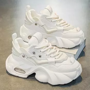 Мужская обувь 2025 новая внешнеторговая увеличивающая рост повседневная обувь для папы универсальный высококлассный модный бренд спортивная обувь на толстой подошве увеличивающая рост 39 белый