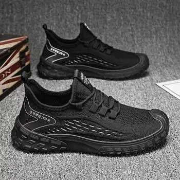 Мужская обувь 2025 Xiankun весна дышащая и дезодорирующая сетчатая универсальная повседневная обувь из сетчатой ткани мужская спортивная модная обувь для бега 39 чёрный