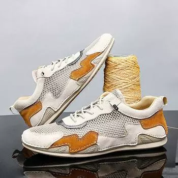 Мужская обувь Aiden Ram, лето 2024, новая повседневная обувь из дышащей сетки, мужская летняя универсальная обувь Doudou с открытыми плечами 38 песочный