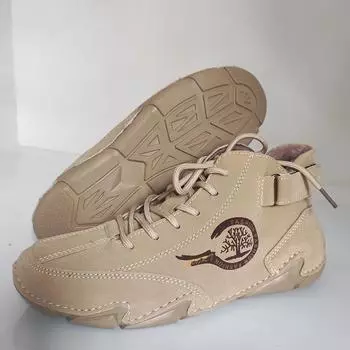 Мужская обувь — это то, что нужно зимой. Модные и теплые плюшевые зимние ботинки с противоскользящей подошвой, износостойкие и удобные для ходьбы. 38 серый