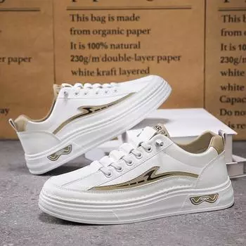 Мужская обувь Белая обувь Тренд Дышащая мода Мужская повседневная обувь с одной педалью Ленивая доска 39