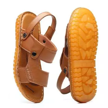 Мужская обувь без шнуровки из спилка, мягкие мужские пляжные летние мужские сандалии, тапочки на плоской подошве, шлепанцы 38 жёлтый