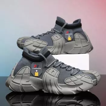 Мужская обувь без шнуровки, летняя дышащая повседневная обувь с тканой сеткой, обувь для папы с завышенной талией 39 чёрный