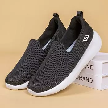 Мужская обувь без шнуровки, лоферы, повседневные кроссовки, легкие кроссовки на плоской подошве, рабочая обувь для путешествий, прогулочной обуви, дышащие кроссовки для мужчин, спортивная обувь 39 чёрный