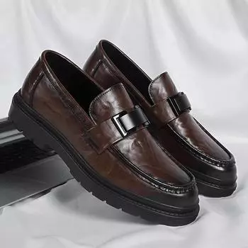 Мужская обувь без застежек из натуральной кожи, мужская повседневная обувь для отдыха на открытом воздухе, удобные официальные туфли-лоферы для офиса, деловые туфли 6.5