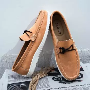 Мужская обувь Boat Shoes, модные кожаные мокасины, повседневные туфли со шнуровкой, удобные мужские туфли Lazy Shoes, легкие, ручной работы 38
