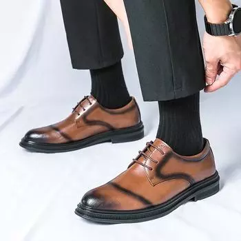 Мужская обувь больших размеров, деловые туфли, модные цветные туфли с острым носком на шнуровке из кожи, тренд свадебной обуви жениха 38