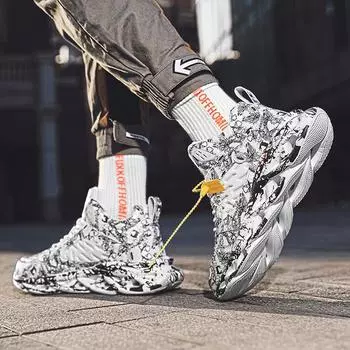 Мужская обувь больших размеров Four Seasons Sneaker Twist Bottom Универсальная молодежная обувь с граффити в стиле баскетбола 38