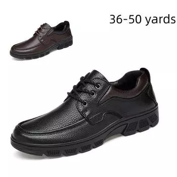 Мужская обувь больших размеров из кожи 2023 года: Деловой повседневный, теплый, очень большой размер (Размеры 48-50) cotton, 43 темно-коричневого