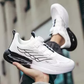 Мужская обувь больших размеров, летние модные дышащие мужские кроссовки Popcorn с вращающейся пряжкой 39 чёрный