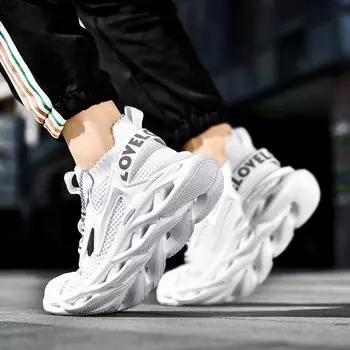 Мужская обувь больших размеров, мужская модная летающая плетеная спортивная повседневная обувь с закрученным низом и острыми лезвиями 39 белый