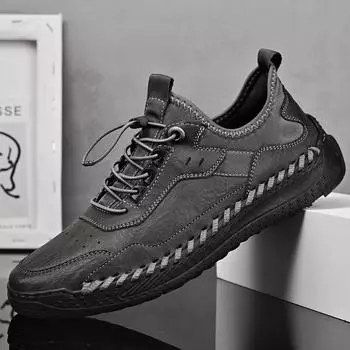 Мужская обувь больших размеров, новая модная дышащая повседневная обувь ручной работы с мягкой подошвой, рабочие кроссовки без завязок 38 чёрный
